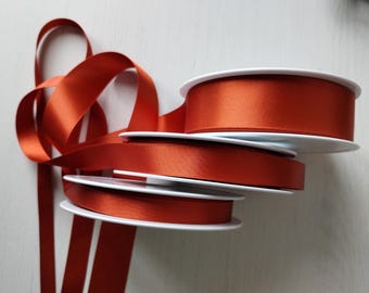 Rust Terracotta Orange Berisfords Double Sided Satin Ribbon: - Sewing, Crafts, Hair Bows