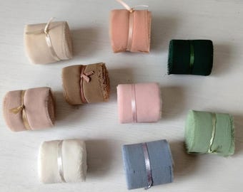 Fine Chiffon Frayed Ribbon 1.5 Inch Delicate and Sheer Wedding ~ Bows ~ Bouquets