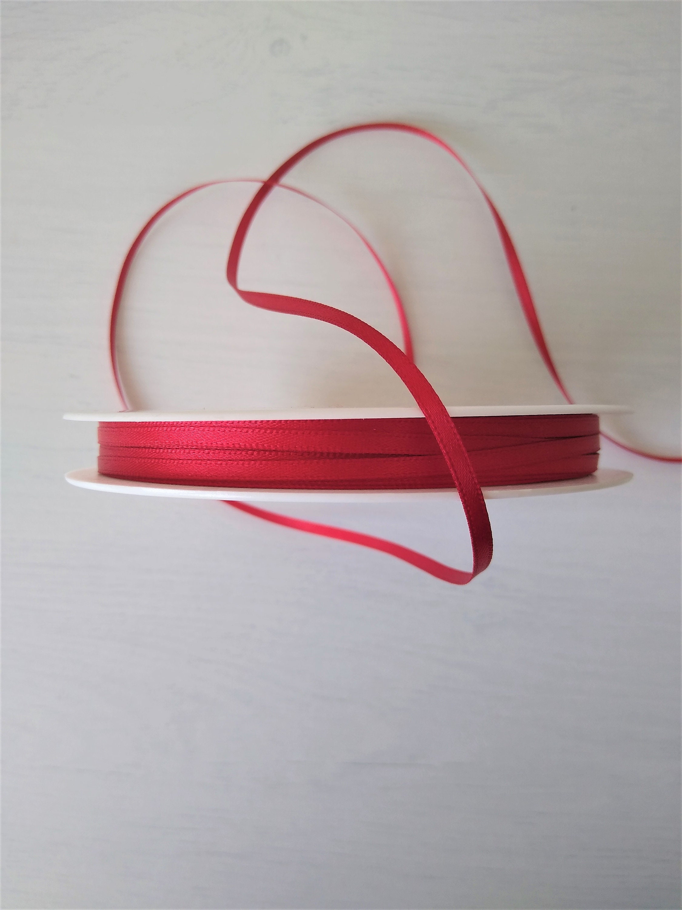 Cinta roja satinada de 3 mm, cinta shindo delgada de 3 mm, cinta de satén  roja para buzón de correos, suministros de artesanía para fabricación de  tarjetas, ribete rojo rubí de 3