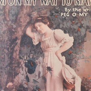 Antique 1913 Sheet Music 1913 I&#39;m On My Way To Mandalay Bryan and Fisher Sheet Music Pretty Victorian Girl Cover