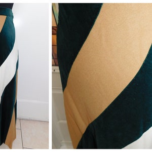 Vintage 70s Diagonal Wool Blend Maxi Skirt Velvet Wool Blend Maxi Skirt A Line Maxi Skirt