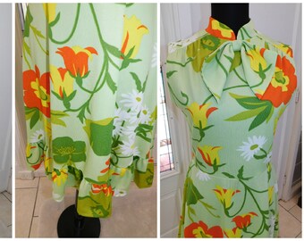 60s Mod Dress, Psychedelic Dress, Vtg Flower Power Dress, Sleeveless Mini Dress, Stretch Knit Dress, pop art, Retro, Hippie, Boho