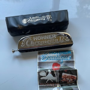 Vintage 80s Hohner Chrometta 12 Chromatic Harmonica Chrome Harmonica Made In Germany Key C