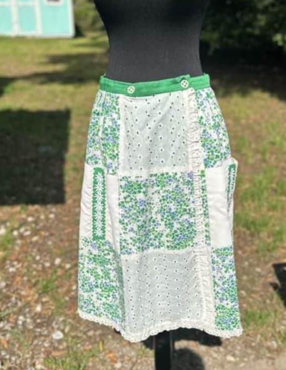 Vintage 70s Reversible Wrap Patchwork Floral Skir… - image 2