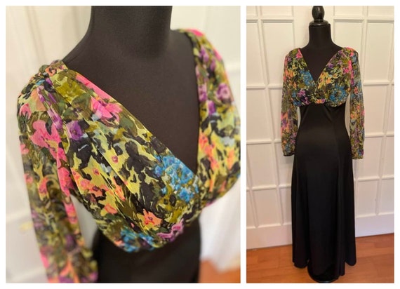 Vintage Tropical Sexy Maxi Dress Size Cocktail Dr… - image 1