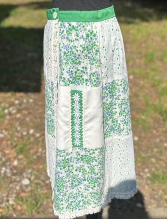 Vintage 70s Reversible Wrap Patchwork Floral Skir… - image 9