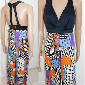 70s Nylon Palazzo Pants Romper Jumpsuit Hostess Gown Glydons Hollywood Wide Leg Asian Bell Bottom Jumpsuit