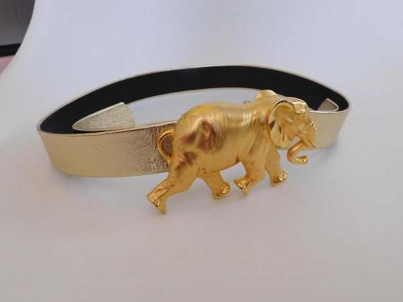 Vintage Doreen Ryan Gold Elephant Belt Elephant S… - image 3