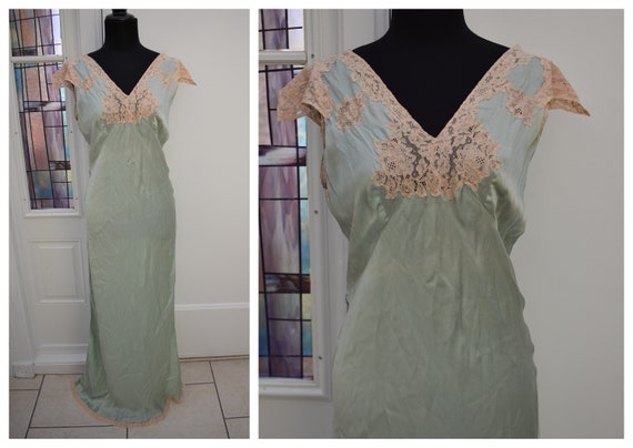 1930s Silk Nightgown Luxurious Silk Chemise Gown,
