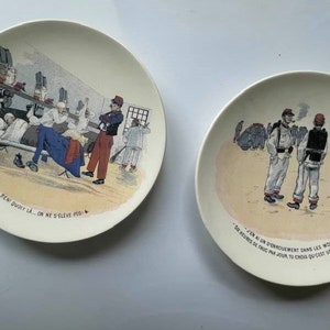 Pair Sarreguemines Mon Regiment France French Foreign Legion French Faience Plates Albert Guillaume Plates French Military Collector Plates