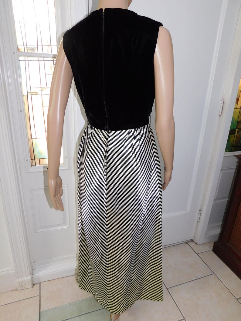 Thigh High Velvet Gown Couture Jackie O Formal Gown| Small Medium Vintage 60s Built in Shorts Zebra Striped gown Striped Gown