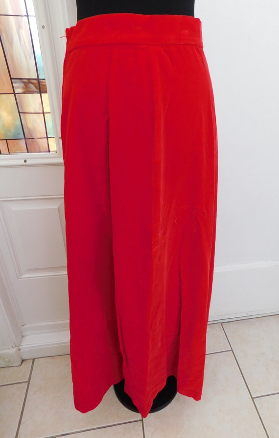 Vintage 70s Red Velvet Maxi Skirt Velveteen Cotto… - image 7