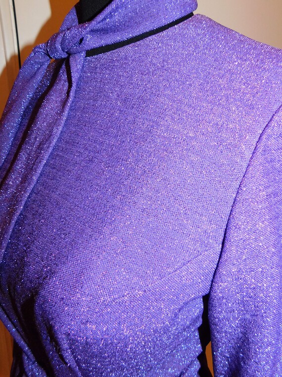 Vintage 70s Lurex gown Purple Shimmer Maxi Dress … - image 8