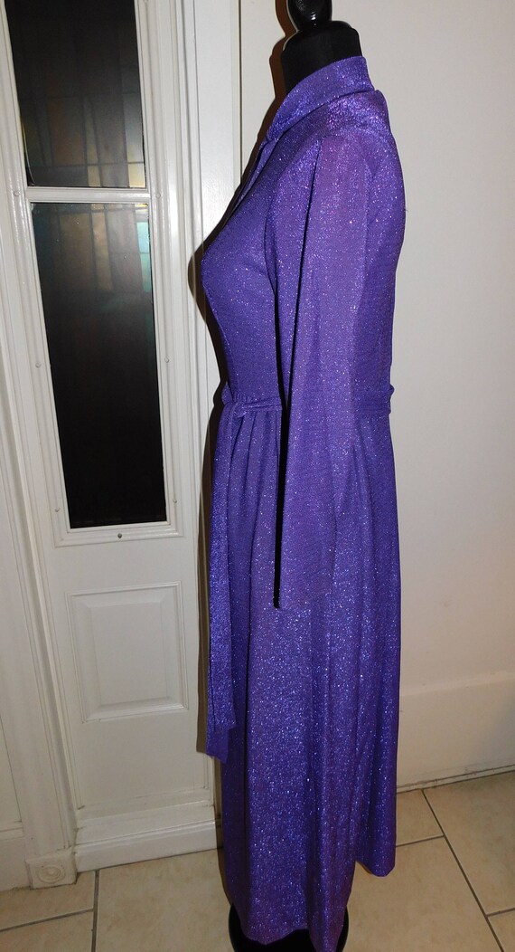 Vintage 70s Lurex gown Purple Shimmer Maxi Dress … - image 4