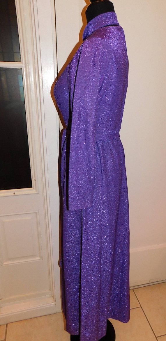 Vintage 70s Lurex gown Purple Shimmer Maxi Dress … - image 7