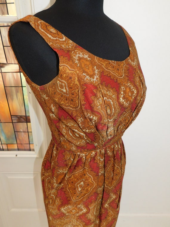 1950s Lurex Dress Metallic wiggle dress • vintage… - image 7