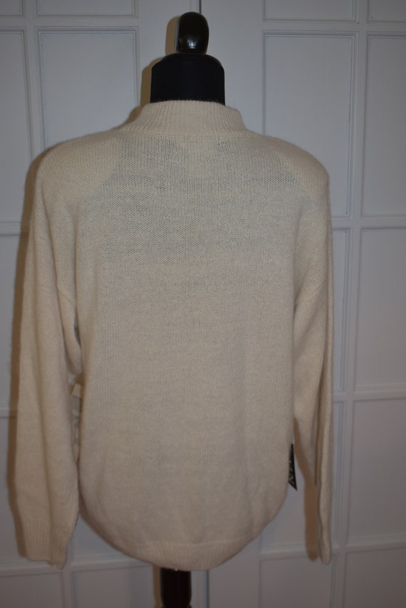 Vintage New Old Stock Ivory Fuzzy Sweater Lambswo… - image 6