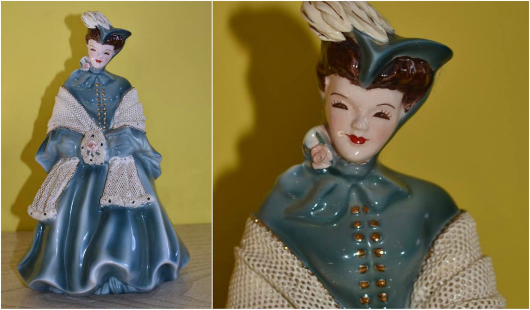 1950's Florence Ceramics California Teal Blue Camille Figurine 1950s