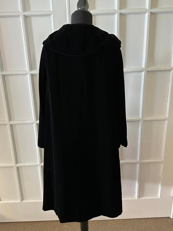 1950's Velvet Coat Vintage Black Velvet Swing Coa… - image 5