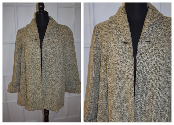 Vintage Nubby Tweed Wool Swing Coat 50s 60s Duster