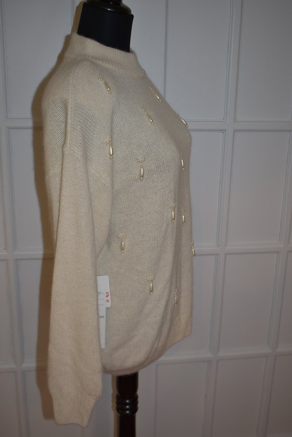Vintage New Old Stock Ivory Fuzzy Sweater Lambswo… - image 7