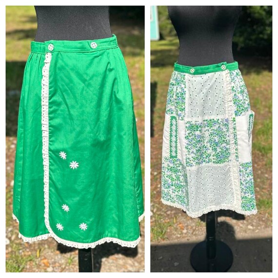 Vintage 70s Reversible Wrap Patchwork Floral Skir… - image 1