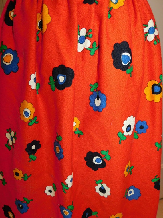 Vintage Folk Skirt 60's 70's Boho Mod Danish Prin… - image 3