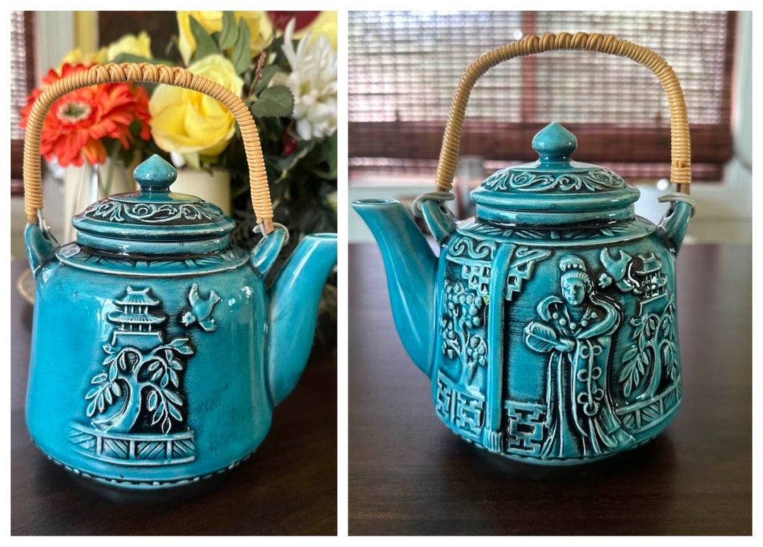 Vintage Tilso Hand Painted Japanese Ceramic Teapot With Handle Etsy
