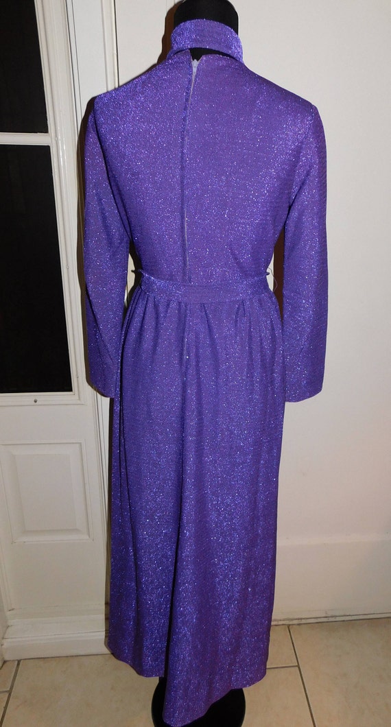 Vintage 70s Lurex gown Purple Shimmer Maxi Dress … - image 5