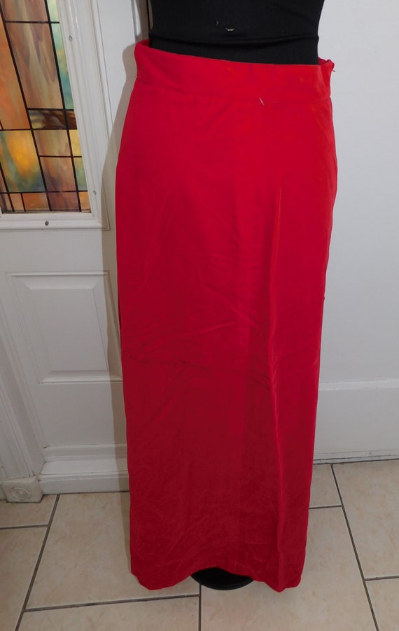 Vintage 70s Red Velvet Maxi Skirt Velveteen Cotto… - image 5