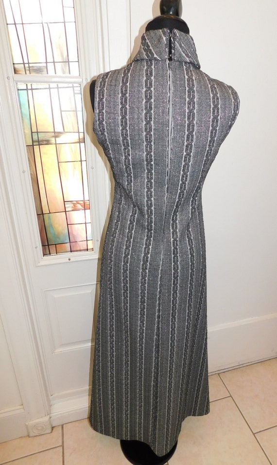 1970's Silver Black Metallic mock neck 3 PC Polye… - image 5