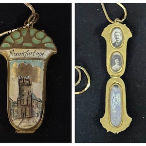 Antique Art Nouveau Art Deco Multi Photo Souvenir Locket Eschenheimer Turm Frankfurt