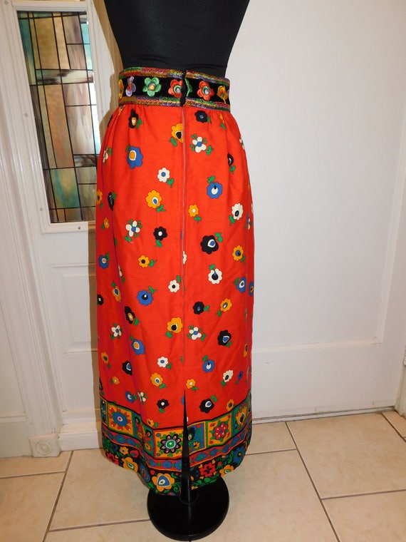 Vintage Folk Skirt 60's 70's Boho Mod Danish Prin… - image 8