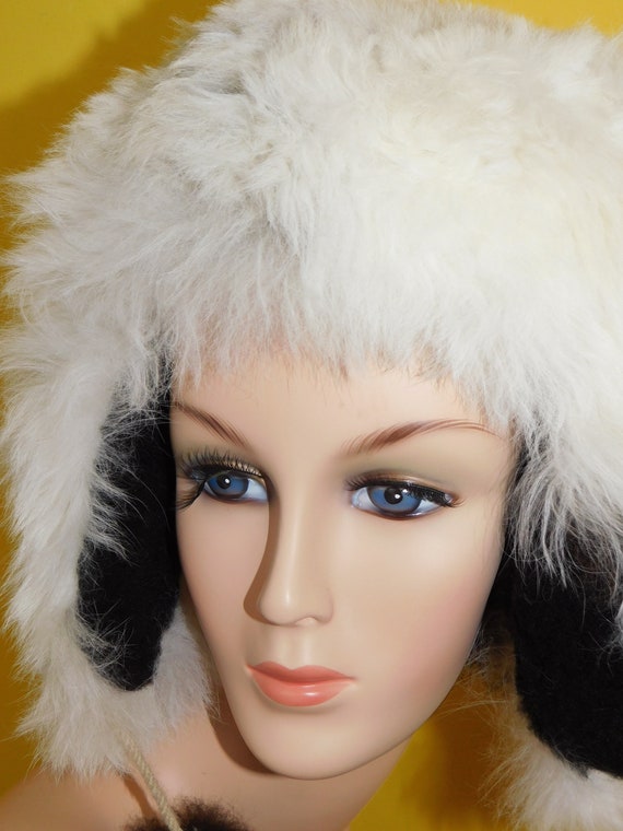 Vintage Tuscan Fur Pom Pom Ski Hat Sheepskin Shea… - image 6