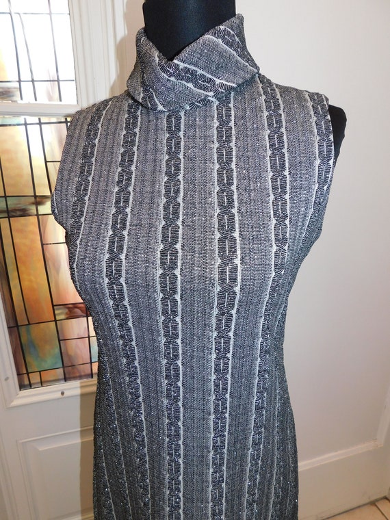 1970's Silver Black Metallic mock neck 3 PC Polye… - image 3