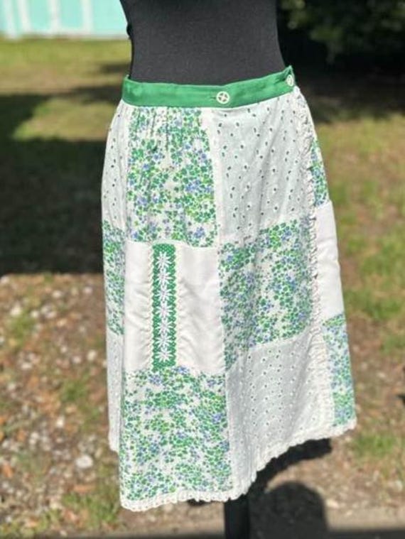 Vintage 70s Reversible Wrap Patchwork Floral Skir… - image 4