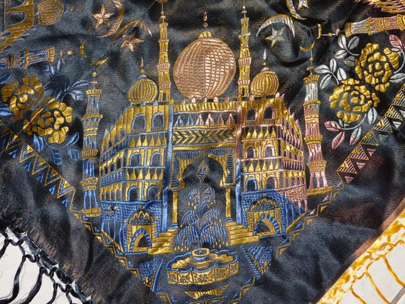 1940s Piano Shawl TAJ MAHAL Art Deco Piano Shawl S