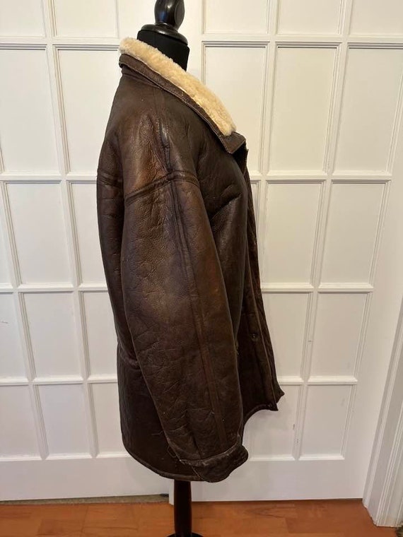Vintage Leather Shearling Coat, 70's Hippie Sheep… - image 7