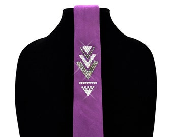 Fuchsia Suede Necktie with Swarovski Crystals - Handmade in USA