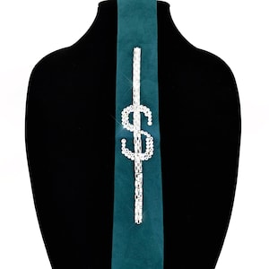 Green necktie with Swarovski crystals, american dollar | wedding, birthday gift