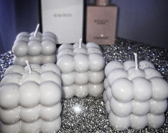 Scented Soy Candles: Bubble Cube, Floral Perfume, Home Decor