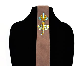 Luxury necktie with Swarovski crystals "Royal Dragonfly"