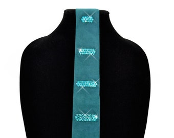 Teal Suede Wedding Necktie with Swarovski Crystals