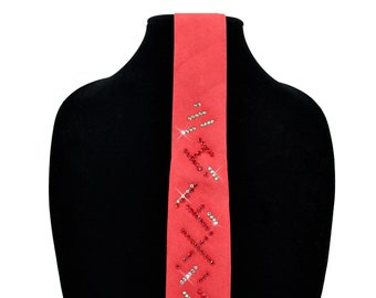 Wedding red necktie | slim-fit suede gift | birthday, anniversary