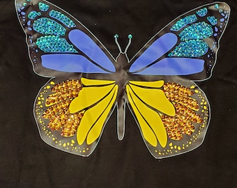 Ukrainian colors shirt with sparkling rhinestones