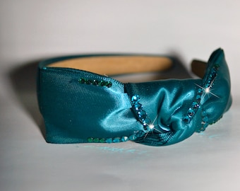 Green hairband hair accessory w/Swarovski crystal