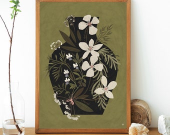 edible flowers print, cottacore illustrations, Botanical Kitchen Decor, Vintage Botanical art, rustical flowers, Vintage flowers chart print