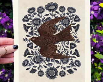 Hope Kunstdruck, Vintage Vogel Poster, Wildtier Dekor für die Galeriewand von Illustrator