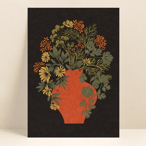 Biglietti di auguri vaso, biglietto d'arte, biglietto fatto a mano, biglietto di auguri botanico, biglietto di compleanno, biglietti illustrati, biglietto di fiori, biglietto botanico