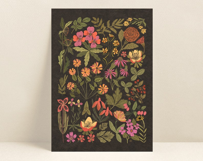 Card wildflowers, handmade card, botanical greeting card,Birthday Card, illustrations cards, Art card, wildflowers greetings card, art card image 2